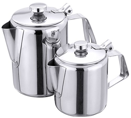 Kaffeekanne aus Edelstahl 18/10, mit Ausgusssieb und Scharnierdeckel/Höhe: 9,5, 13, 14, 15, 18 oder 20,5 cm | ERK (A1 - Inhalt: 0,3 Liter) von getgastro