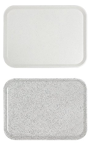 Kantinen-Tablett aus glasfaserverstärktem Polyester, Stapelnocken, schlagfest und bruchstabil / 46 x 36 x 2,5 cm in lichtgrau oder granitgrau | ERK (A2-46 x 36 x 2,5 cm, Granitgrau) von getgastro