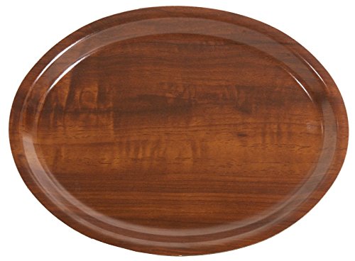 Ovales Tablett aus melaminbeschichtetem 3 mm-Pressholz, Nussbaum-Dekor, schlagfest und bruchstabil/Längen: 23, 26,5 oder 29 cm | ERK (A1-23 x 16 x 1,5 cm) von getgastro
