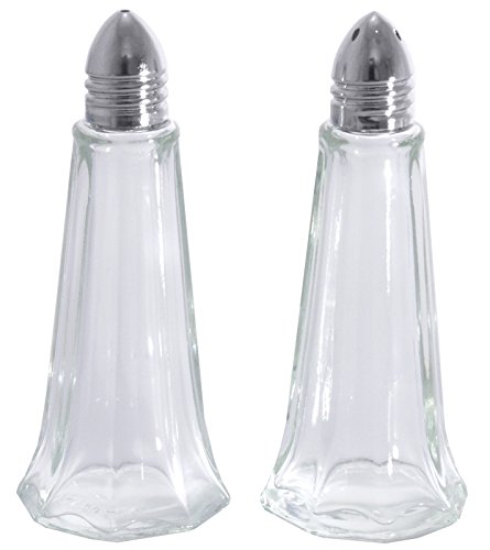 Salz-/Pfefferstreuer, Model"Leuchtturm", aus transparentem, glänzendem Pressglas, mit verchromten Messingkappen/Höhe: 12 cm | ERK (Salzstreuer mit 6 Löchern) von getgastro