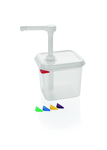 Saucenspender aus Polypropylen - mit Maßeinteilung, Behälter können mit HACCP Clips farbig markiert werden - PREMIUM-QUALITÄT (A3 - Saucenspender GN 1/9) von getgastro