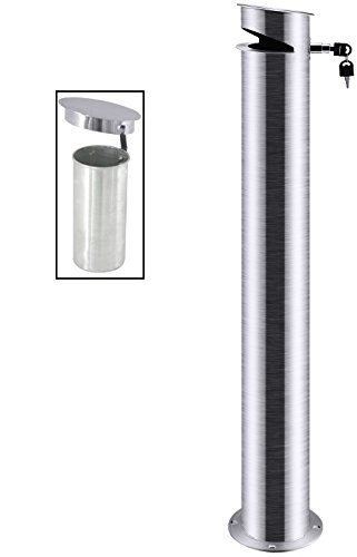 Standascher aus Edelstahl, seidenmatt poliert, zur ortsfesten Montage am Boden, abschließbarer und abnehmbarer Aschenbehälter aus Aluminium/Höhe: 100 cm | ERK von getgastro