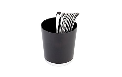 getgastro Tischreste-/ Besteckbehälter Base Chrom aus SAN Kunststoff, mit verchromten Boden, weiß oder schwarz/Ø 13 cm, Höhe: 15 cm, Inhalt: 1,3 ltr. | Sun (schwarz) von getgastro