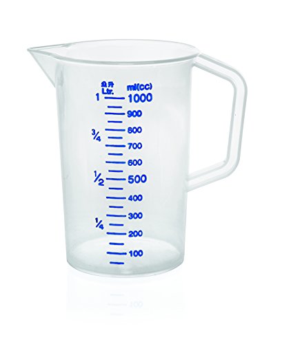 Transparenter Messbecher aus Polypropylen mit blauer Skalierung - mit 100 ml Skalierung in 5 unterschiedlichen Ausführungen/Inhalt: 0,5, 1, 2, 3 oder 5 Liter (Messbecher 3) von getgastro