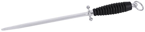 Wetzstahl aus Chrom-Vanadium, hart verchromt, schwarzer ABS-Griff mit Fingerschutz und Ring, schwere Profiqualität | ERK (A2 - Länge: 45 cm) von getgastro