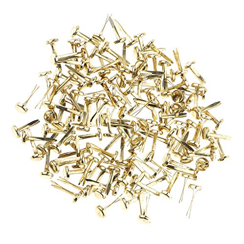200 Mini Brads Strassklammern Rundkopfklammern Gold 8mm für Scrapbooking Kartenfixierung DIY Dekoration Bastelmaterial- 8mm Gold von getuse