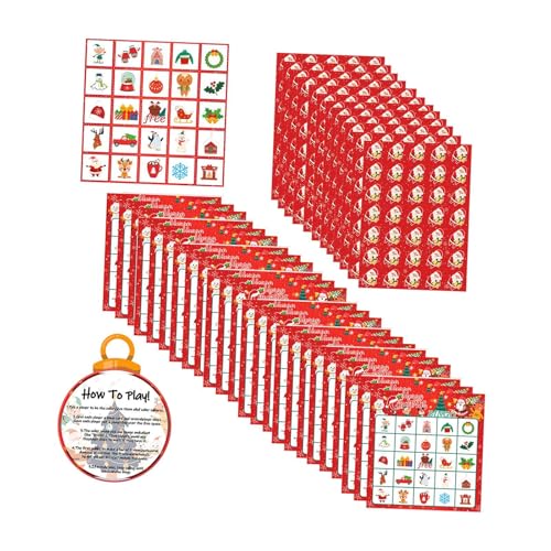 24 Weihnachts-Bingo-Gruppenspiel für Nachbarn, Erwachsene, Neujahr, Urlaub, Party, Familientreffen, Klassenzimmer-Aktivität von getuse