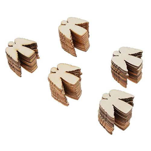 50 Stück Holzscheiben zum Basteln 2.5x2.5cm DIY Scrapbooking Verzierungen Osterdeko Weihnachtsbaumschmuck Geschenkanhänger- Mini Engel von getuse
