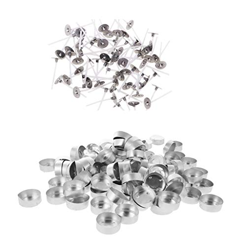 Aluminium-Teelichtdosen, leere Behälter mit vorgewachsten Kerzendochten für selbstgemachte Kerzen, 3,8 x 1,4 cm, 100 Stück Aluminium-Teelichtdosen, leere Behälter mit vorgewachsten Kerzendochten für selbstgemachte Kerzen, 3,8 x 1,4 cm, 100 Stück von getuse