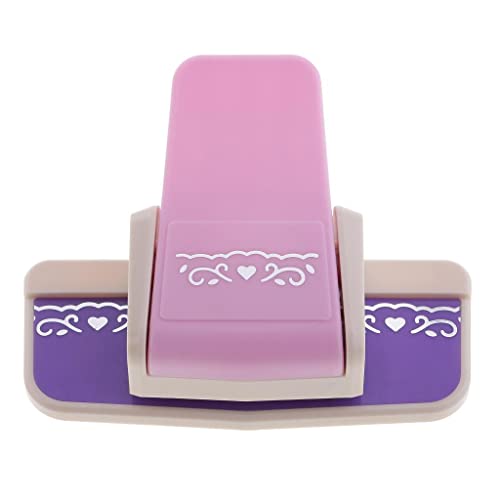 Großer Papierrandstempel Präge Cutter Karten Markierungs Scrapbooking Werkzeug 4 Muster ABS+Legierung 12x8.6x5 cm- Rosa von getuse