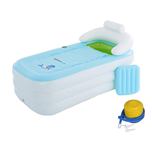 Inflatable Bathtub with Headrest, Foldable Portable Freestanding Soaking Tub for Adults, Hot Bath Spa Pool with Pump, 33 x 63 x 25 Inches von getuse