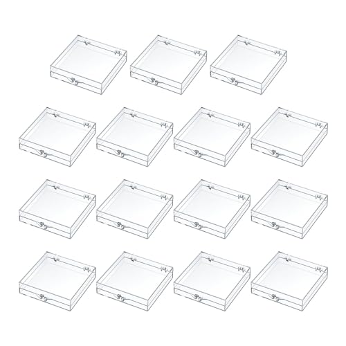 Leere Aufbewahrungsboxen für Nagelkunst und Schmuck, mit Deckel, 7,6 x 7,9 x 1,8 cm, transparente Kunststoffbehälter, transparent, 15 Stück von getuse