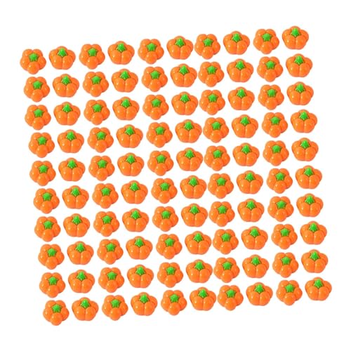 Mini-Kürbis-Verzierung aus Kunstharz, für Bastelarbeiten, Herbst-Halloween-Dekoration, Orange, 100 Stück Mini-Kürbis-Verzierung aus Kunstharz, für Bastelarbeiten, Herbst-Halloween-Dekoration, Orange, 100 Stück von getuse