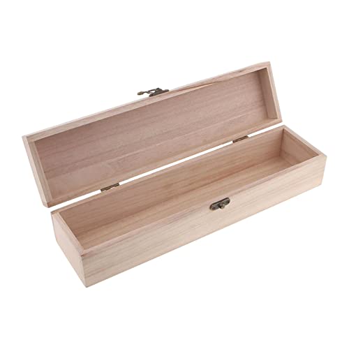 Natürliche unlackierte Holzbox mit Scharnierdeckel – DIY Handwerk Federmäppchen Schmuck Aufbewahrung Geschenkbox 34 x 8 x 7,4 cm von getuse
