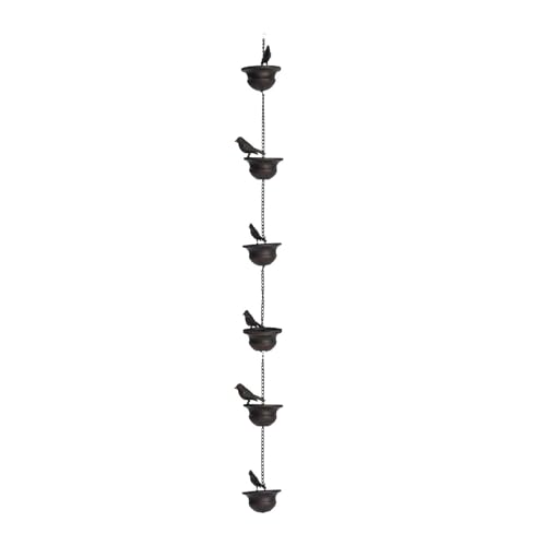 Regenwasserfangkette mit Vogel-Design für Dachrinnen und Dächer, Dunkelbronze, 80 cm von getuse