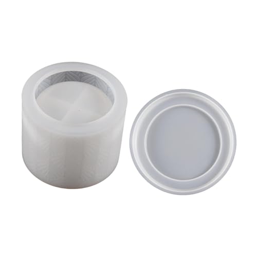 Runde Tasse, Silikonguss, zylindrisches Kerzenglas mit Deckel, handgefertigtes Zubehör, Blumentopf, dekorativer Aufbewahrungsbehälter, Blattmuster Runde Tasse, Silikonguss, zylindrisches Kerzenglas mit Deckel, handgefertigtes Zubehör, Blumentopf, dekorativer Aufbewahrungsbehälter, Blattmuster von getuse