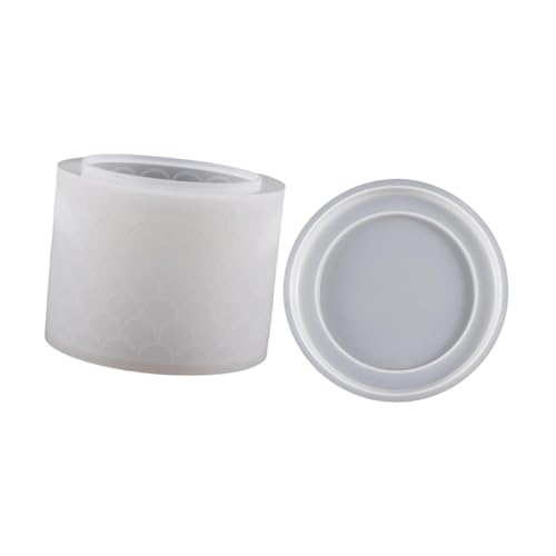 Runde Tasse, Silikongusswürfel, zylindrisches Kerzenglas, Schmucktablett, Blumentopf, Zubehör, 10,9 cm Deckel, Fischschuppen-Muster Runde Tasse, Silikongusswürfel, zylindrisches Kerzenglas, Schmucktablett, Blumentopf, Zubehör, 10,9 cm Deckel, Fischschuppen-Muster von getuse