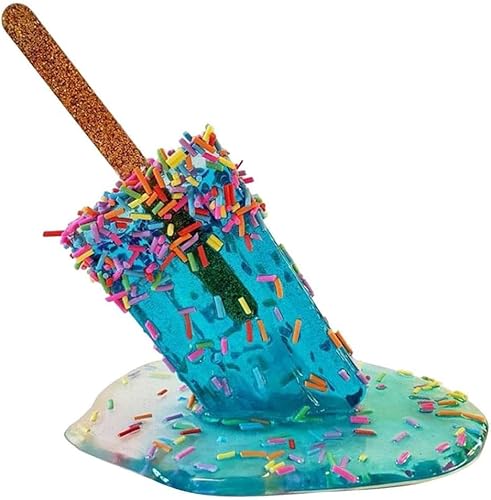 Skulptur aus geschmolzenem Eis, kreative Kunstharz-Kunstdekoration, Sommer-Lutscher-Statue, niedliches Eis am Stiel, Heimdekoration, Geschenk (hellblau) von getuse