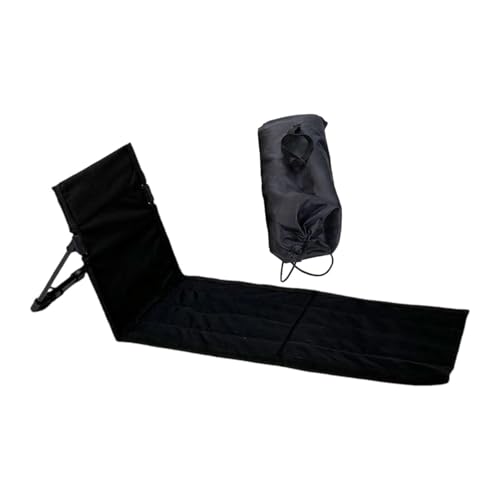 Strand-Klappstuhl mit Rückenlehne, Faltbarer Bodenstuhl, Tragbare Strandliege, Klappbares Tribünenkissen für Camping, Picknick, Garten, Grün 38x68x40- Schwarz 108 X 40,5 X 41 cm von getuse