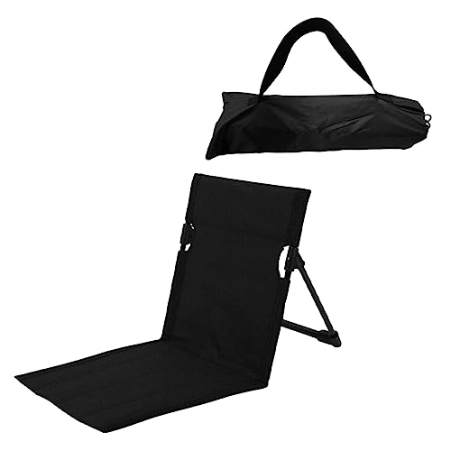 Strand-Klappstuhl mit Rückenlehne, Faltbarer Bodenstuhl, Tragbare Strandliege, Klappbares Tribünenkissen für Camping, Picknick, Garten, Grün 38x68x40- Schwarz 38 X 68 X 40 cm von getuse