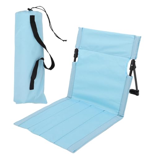 Strand-Klappstuhl mit Rückenlehne, Faltbarer Bodenstuhl Tribünenkissen, Tragbare Strandliege Campingstuhl für Picknick Garten Wandern, Grün 38x68x40- Hellblau Strand-Klappstuhl mit Rückenlehne, Faltbarer Bodenstuhl Tribünenkissen, Tragbare Strandliege Campingstuhl für Picknick Garten Wandern, Grün 38x68x40- Hellblau von getuse