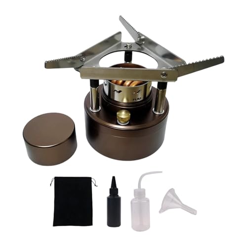 Tragbarer Alkoholofenbrenner, 220 ml, Spirituskocher mit Windabdeckung, faltbare Halterung für Camping, Wandern, Rucksackreisen, Kochen im Freien Tragbarer Alkoholofenbrenner, 220 ml, Spirituskocher mit Windabdeckung, faltbare Halterung für Camping, Wandern, Rucksackreisen, Kochen im Freien von getuse