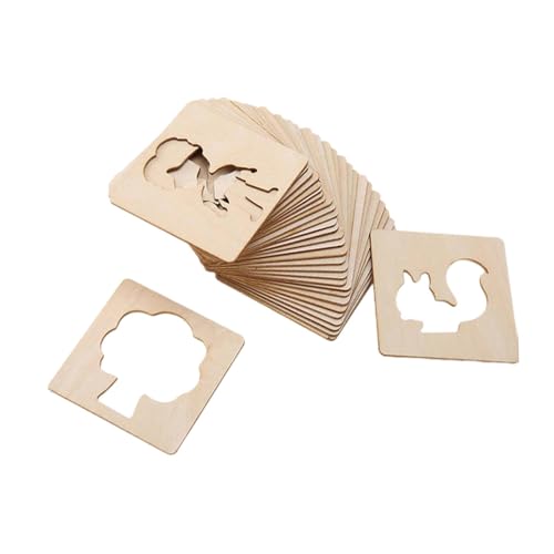 Zeichenschablonen für Kinder, Set mit 48, 50 oder 55 Holzschablonen für Graffiti-Kunst, Schulbedarf und Bastelarbeiten, 7,5 x 7,5 cm, 55 Stück von getuse