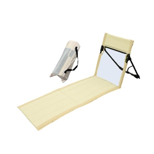 getuse Bodenstuhl mit Rückenlehne, faltbarer Strandsitz, Campingstuhl für Wandern, Reisen, tragbare Liege mit Tragetasche, Beige von getuse