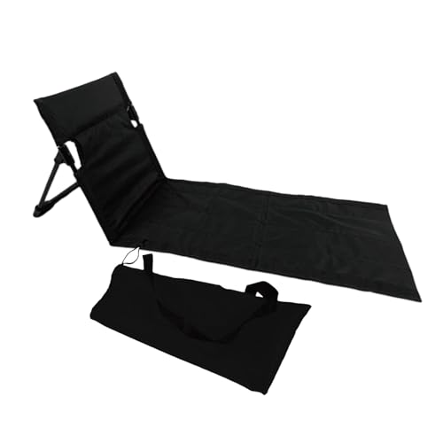 getuse Bodenstuhl mit Rückenlehne, zusammenklappbar, Campingstuhl, tragbar, Strandstadionsitz mit Tragetasche, Orange, 38 x 110 x 40 cm, Schwarz von getuse