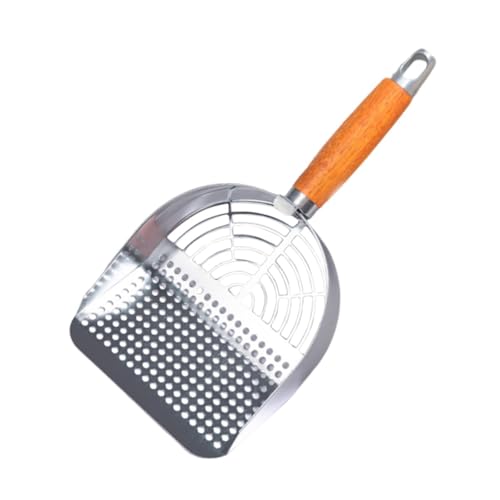 getuse Edelstahl-Katzenstreuschaufel mit Holzgriff, hohles Siebwerkzeug, 13 cm, Haustierreinigungsschaufel für Katzentoilette, Lochtyp getuse Edelstahl-Katzenstreuschaufel mit Holzgriff, hohles Siebwerkzeug, 13 cm, Haustierreinigungsschaufel für Katzentoilette, Lochtyp von getuse
