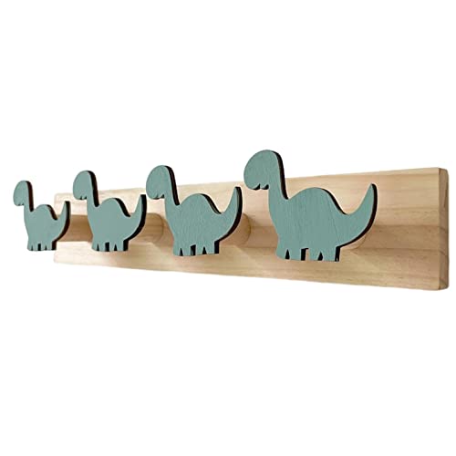 geugecy Garderobenhaken Holz Kinder, Dinosaurier Garderobenhaken Kleiderhaken Wand Mit 4 Haken, Kreative Niedliche Tier Wandhaken Holzhaken Garderobe Zum Aufhängen Kleidung, Mänteln, Hüten, Taschen von geugecy