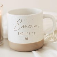 Tasse 18. Geburtstag Mit Name - Geschenk Zum 18Ten Personalisierte Keramiktasse Graviert Endlich 18 Volljährigkeit von gevadesign