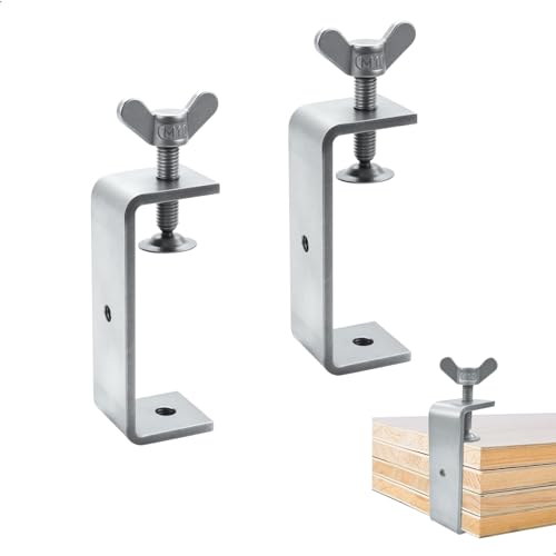 2 Stuck C-Tischklemme, Edelstahl Zwingen Klemmen & Spanner, Klemmzwingen Klein für Schreibtisch, Balkongeländer und Halterung, C Klemme Metall, Kieferöffnungen 0-100mm von gexuamz