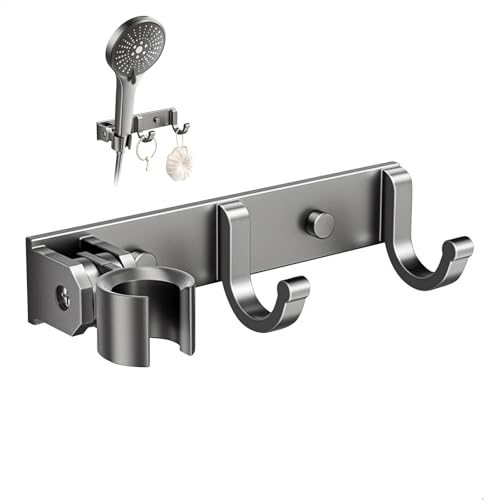 Handbrause Halterung,Duschkopfhalterung mit 2 Haken,Verstellbare Duschstangengriff-Wandhalterung,für langfristigen Gebrauch im Badezimmer,Shower Head Holder,Schwarz von gexuamz