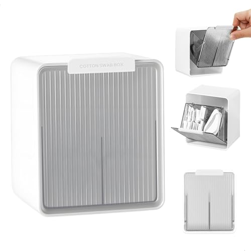 gexuamz Wattepads Aufbewahrung,Ohrstäbchen Behälter,Wattepads Behälter für Badezimmer,Wandmontierter Organisator mit 2 Fächern Wattestäbchen,Wattebällchen für Waschtisch Badezimmer gexuamz Wattepads Aufbewahrung,Ohrstäbchen Behälter,Wattepads Behälter für Badezimmer,Wandmontierter Organisator mit 2 Fächern Wattestäbchen,Wattebällchen für Waschtisch Badezimmer von gexuamz