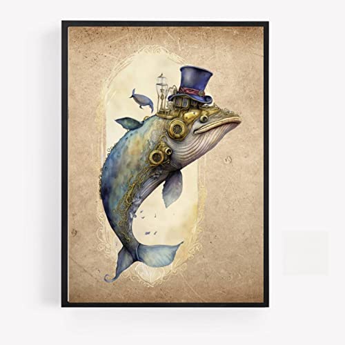 Steam Punk Steampunk Fisch Lachs Druck Bild Poster Hipster Dapper Vinatge Stil A4 ungerahmt Wandkunst Heimdekoration Dekoration Geschenk von gfc