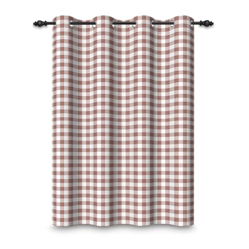 ggaimwf 107x160cm Plaid Ötenvorhang Buffalo Check Braun Weiß Vichy Muster Retro Quadrate Muster Bauernhaus Isolierte Grommet Blackout Fenstervorhänge für Schlafzimmer Wohnzimmer,1-Einzelpaneel ggaimwf 107x160cm Plaid Ötenvorhang Buffalo Check Braun Weiß Vichy Muster Retro Quadrate Muster Bauernhaus Isolierte Grommet Blackout Fenstervorhänge für Schlafzimmer Wohnzimmer,1-Einzelpaneel von ggaimwf