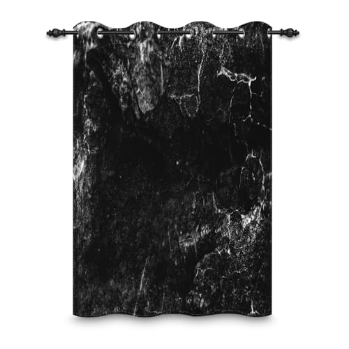 ggaimwf 107x215cm Marmor Ösenvorhang Abstrakt Moderne Kunst Schwarz Weiß Natur Vintage-Steindruck Thermo Raumteiler Verdunkelungsvorhänge Fenstervorhänge für Schlafzimmer Wohnzimmer,1-Einzelpaneel von ggaimwf