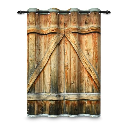 ggaimwf 107x215cm Ösenvorhang Scheunentor aus Holz Braun Mid-Century Rustikal Holz Bauernhaus Landhaus Raumteiler Verdunkelungsvorhänge Fenstervorhänge für Schlafzimmer Wohnzimmer,1-Einzelpaneel ggaimwf 107x215cm Ösenvorhang Scheunentor aus Holz Braun Mid-Century Rustikal Holz Bauernhaus Landhaus Raumteiler Verdunkelungsvorhänge Fenstervorhänge für Schlafzimmer Wohnzimmer,1-Einzelpaneel von ggaimwf