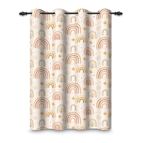 ggaimwf 117x183cm Cartoon-Regenbogen Verdunkelungsvorhang fürs Kinderzimmer Boho-Stil Stern Bunt Fantasiehimmel Ösenvorhänge Fenstervorhänge für Baby Mädchen Spielzimmer Wohnzimmer,1-Einzelpaneel von ggaimwf