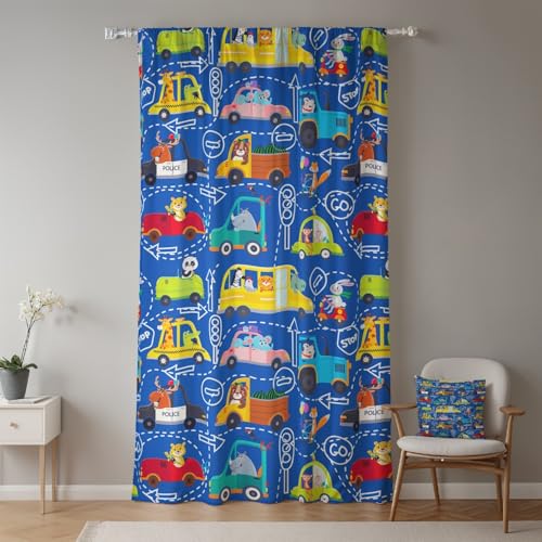 ggaimwf 117x183cm Cartoon-Tier Kindervorhang für Kinderzimmer Niedlich Tiere Fahren Stadtverkehr Märchen Lichtfilterung Fenstervorhänge in Leinenoptik für Jungen Spielzimmer Wohnzimmer,1-Einzelpaneel ggaimwf 117x183cm Cartoon-Tier Kindervorhang für Kinderzimmer Niedlich Tiere Fahren Stadtverkehr Märchen Lichtfilterung Fenstervorhänge in Leinenoptik für Jungen Spielzimmer Wohnzimmer,1-Einzelpaneel von ggaimwf
