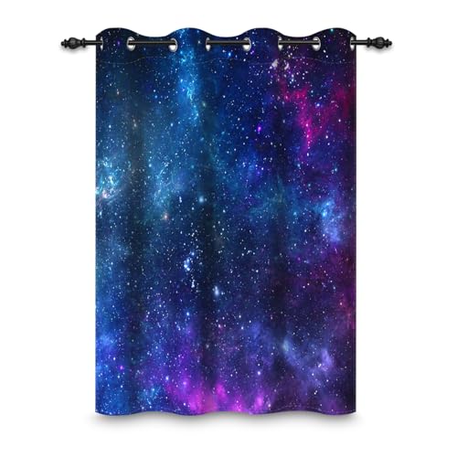 ggaimwf 132x214cm Galaxie Weltraum Ösenvorhang Nebel Universum Blau Lila Fantasie Sternenhimmel Thermo Raumteiler Verdunkelung Fenstervorhänge für Schlafzimmer Wohnzimmer,1-Einzelpaneel von ggaimwf
