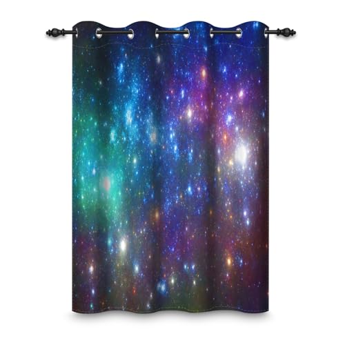 ggaimwf 132x214cm Galaxie Weltraum Ösenvorhang Nebel Universum Planeten Milchstraße Fantasie Sternenhimmel Thermo Raumteiler Verdunkelung Fenstervorhänge für Schlafzimmer Wohnzimmer,1-Einzelpaneel von ggaimwf