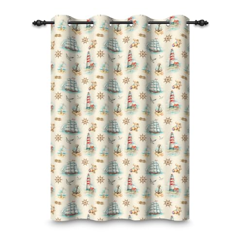 ggaimwf 135x175cm Cartoon Nautisch Verdunkelungsvorhang Retro Segelboot Kompass Anker Leuchtturm Isolierte Raumteiler Fenstervorhänge mit Ösen für Kinderzimmer Jungen Mädchen Wohnzimmer,1-Einzelpaneel ggaimwf 135x175cm Cartoon Nautisch Verdunkelungsvorhang Retro Segelboot Kompass Anker Leuchtturm Isolierte Raumteiler Fenstervorhänge mit Ösen für Kinderzimmer Jungen Mädchen Wohnzimmer,1-Einzelpaneel von ggaimwf