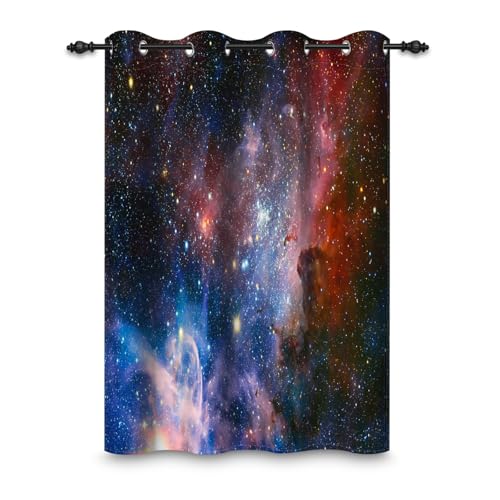 ggaimwf 135x229cm Galaxie Weltraum Ösenvorhang Nebel Universum Planeten Kosmos Fantasie Sternenhimmel Thermo Raumteiler Verdunkelung Fenstervorhänge für Schlafzimmer Wohnzimmer,1-Einzelpaneel von ggaimwf