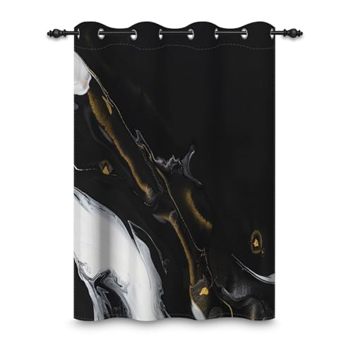 ggaimwf 135x229cm Marmor Ösenvorhang Abstrakt Moderne Kunst Goldstruktur Schwarz Weiß Vintage-Steindruck Raumteiler Verdunkelungsvorhänge Fenstervorhänge für Schlafzimmer Wohnzimmer,1-Einzelpaneel von ggaimwf