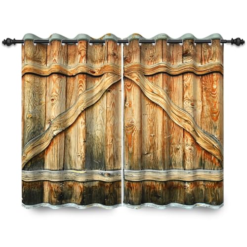 ggaimwf 135x229cm Ösenvorhang Scheunentor aus Holz Braun Mid-Century Rustikal Holz Bauernhaus Landhaus Raumteiler Verdunkelungsvorhänge Fenstervorhänge für Schlafzimmer Wohnzimmer,2 paneel ggaimwf 135x229cm Ösenvorhang Scheunentor aus Holz Braun Mid-Century Rustikal Holz Bauernhaus Landhaus Raumteiler Verdunkelungsvorhänge Fenstervorhänge für Schlafzimmer Wohnzimmer,2 paneel von ggaimwf