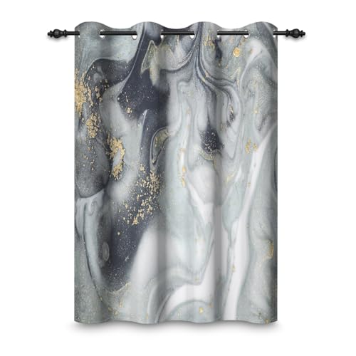 ggaimwf 135x245cm Marmor Ösenvorhang Abstrakt Moderne Kunst Goldstruktur Grau Ombre Vintage-Steindruck Raumteiler Verdunkelungsvorhänge Fenstervorhänge für Schlafzimmer Wohnzimmer,1-Einzelpaneel von ggaimwf