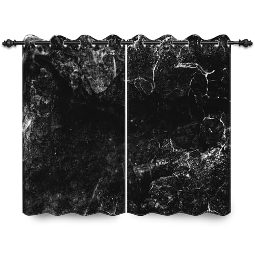 ggaimwf 135x245cm Marmor Ösenvorhang Abstrakt Moderne Kunst Schwarz Weiß Natur Vintage-Steindruck Thermo Raumteiler Verdunkelungsvorhänge Fenstervorhänge für Schlafzimmer Wohnzimmer,2 paneel von ggaimwf