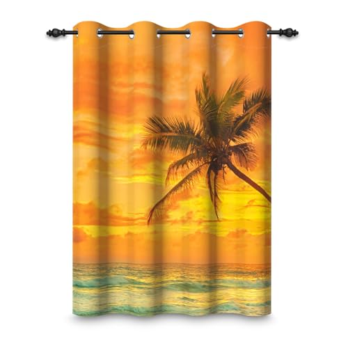 ggaimwf 135x245cm Ozean Meer Ösenvorhang Tropischer Strand Kokosnussbaum Sonnenuntergang Naturlandschaft Urlaub Raumteiler Verdunkelung Fenstervorhänge für Schlafzimmer Wohnzimmer,1-Einzelpaneel ggaimwf 135x245cm Ozean Meer Ösenvorhang Tropischer Strand Kokosnussbaum Sonnenuntergang Naturlandschaft Urlaub Raumteiler Verdunkelung Fenstervorhänge für Schlafzimmer Wohnzimmer,1-Einzelpaneel von ggaimwf